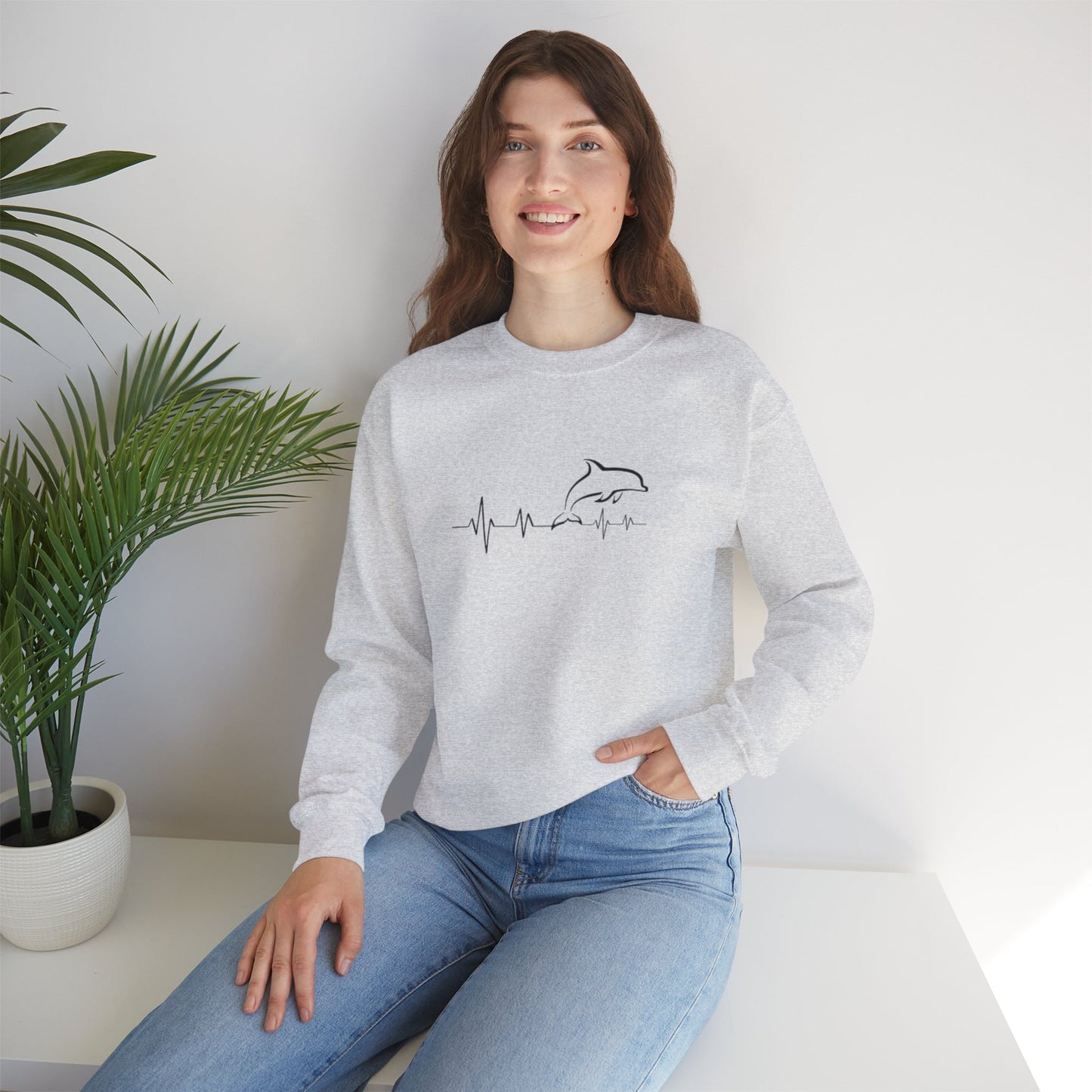 Dolphin Heartbeat Crewneck Sweatshirt, Unisex