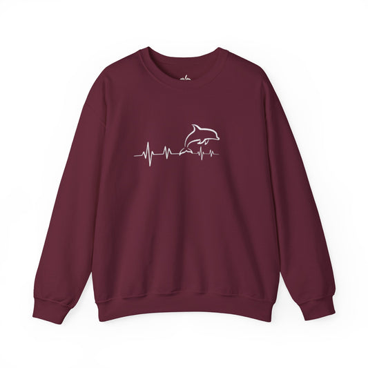 Dolphin Heartbeat Crewneck Sweatshirt, Unisex