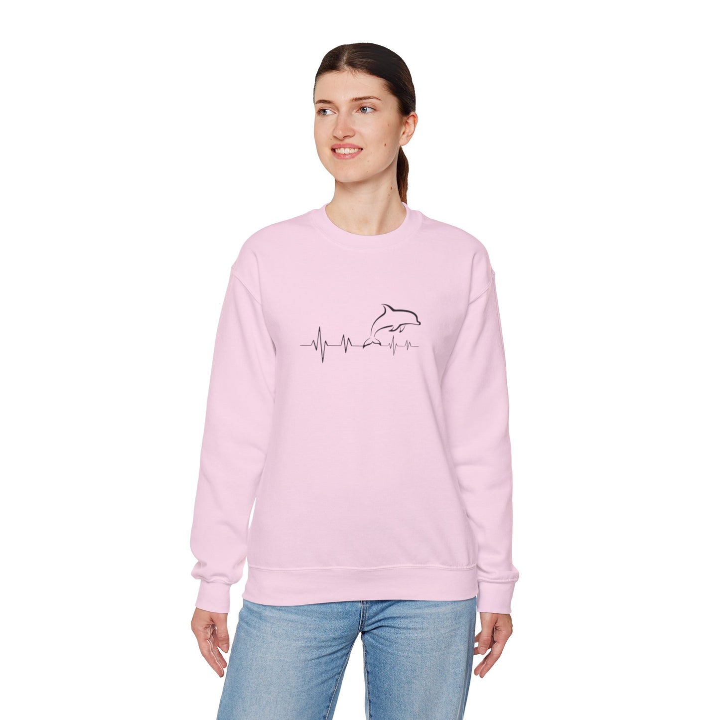Dolphin Heartbeat Crewneck Sweatshirt, Unisex