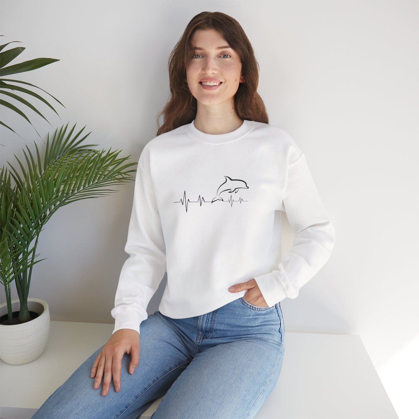 Dolphin Heartbeat Crewneck Sweatshirt, Unisex