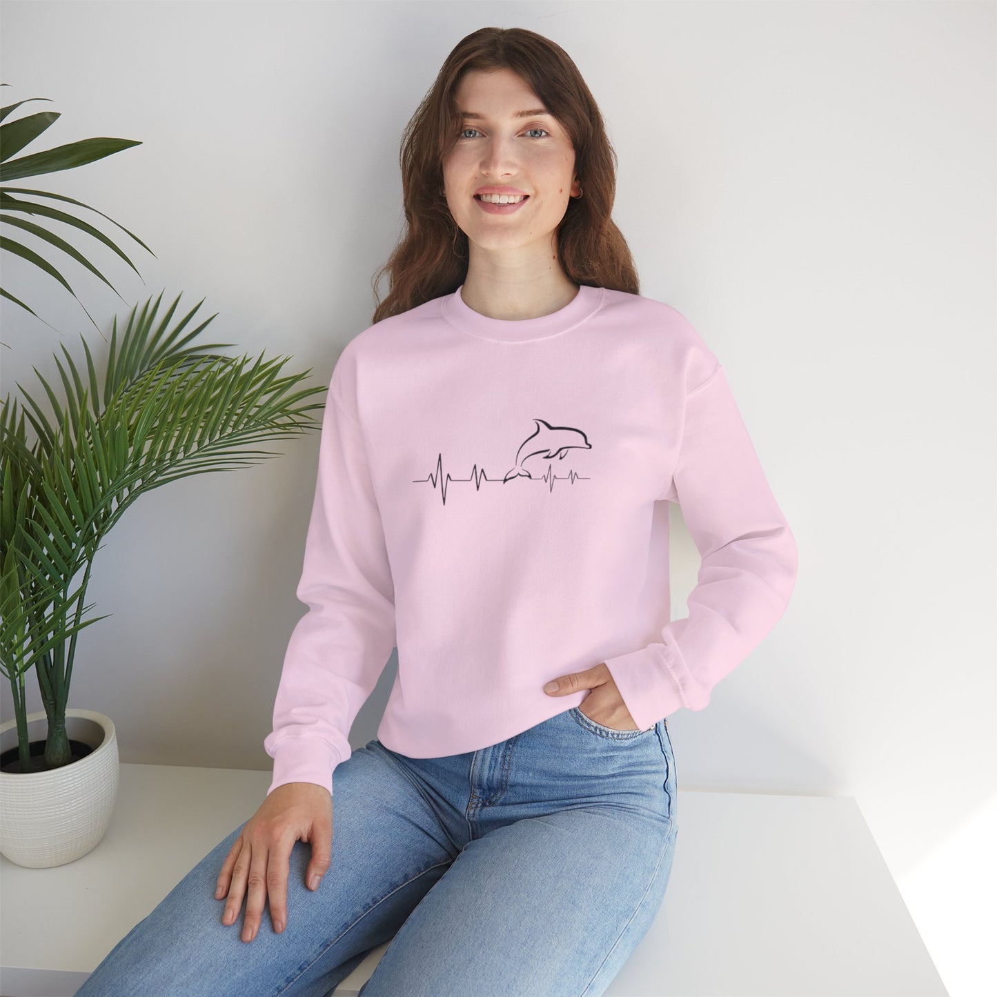 Dolphin Heartbeat Crewneck Sweatshirt, Unisex