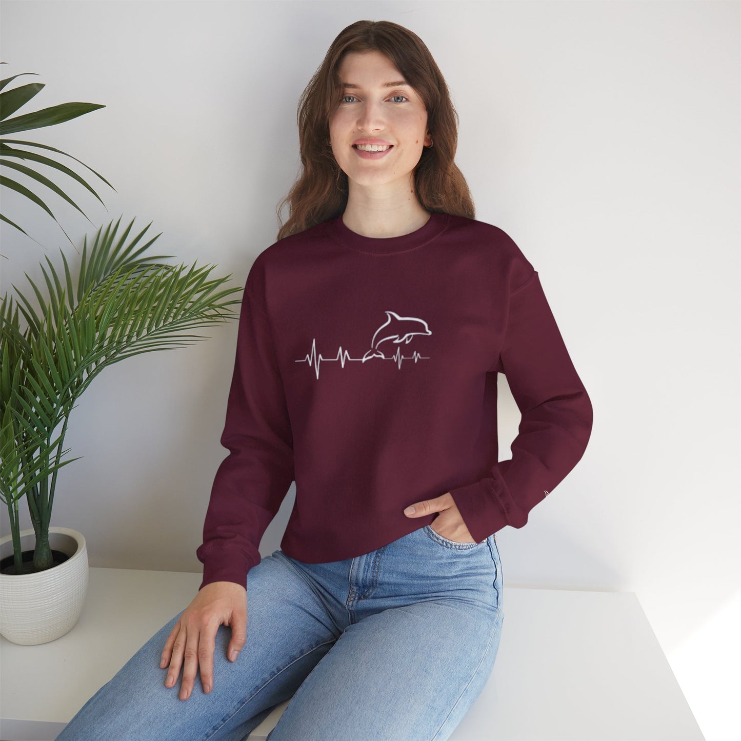 Dolphin Heartbeat Crewneck Sweatshirt, Unisex